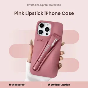 [FuLL BOX] RHODE Lip Gloss Phone Case for iPhone 11–17 Pro Max – Comes with Lipstick, Protective Silicone Cover, Trendy Women Phone Case