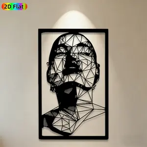 1pc Geometric Human Head, Abstract Face Design Metal Wall Art, Abstract Geometric Statue Mural, Ideal Gift for New Year, Christmas, Modern Art Enthusiasts, Powder-Coated Metal Wall Decor, Perfect for Living Room Wall & Garden Fence, Home Decor Accent