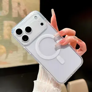 Clear Magnetic MagSafe Acrylic Case for iPhone 17 Pro Max 17 Pro 17 Plus 17 Soft TPU Shockproof Slim Transparent Cover Anti-Yellowing Protective Phone Case