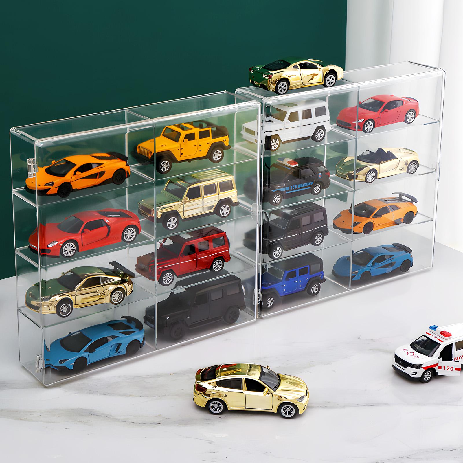 Acrylic Display Case for Diecast Cars，Dustproof Stackable Box with Hinged Door, Toy Car Storage Organizer for Hot Wheels Matchbox