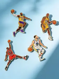 4pcs/set Fashion Basketball Star Brooch Set, Casual Cartoon Pattern, All Seasons Accessory, Versatile Bag Decoration, Creative Holiday Pin, Lapel Pins