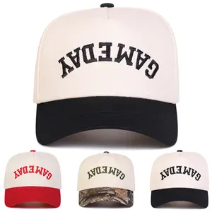 Unisex Letter Embroidered Two Tone Five-panel Baseball Cap Outdoor Adjustable Sunscreen Leisure Hat Spring Autumn Travel Tourism Beach Vacation