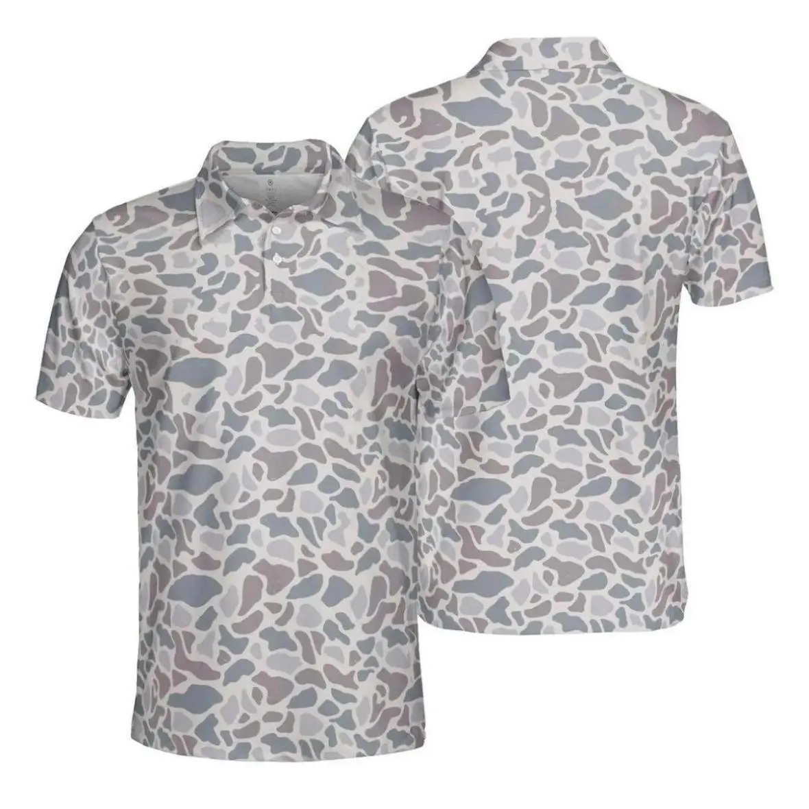 Men’s Hunting Style Golf Polo featuring Deer Camouflage Pattern and Breathable Performance Fabric