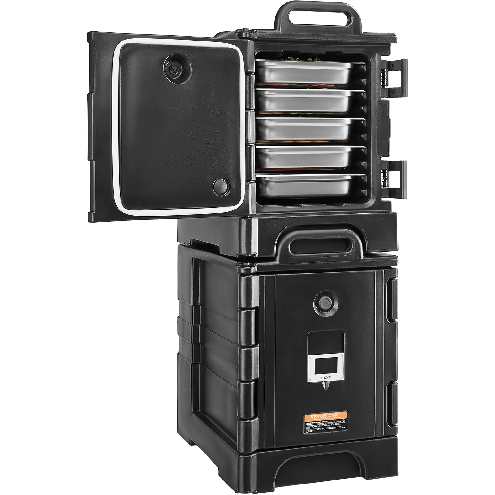 VEVOR Insulated Food Pan Carrier,  81 Qt x 2 Pack Hot Box for Catering, Food Box Carrier with Double Buckles, Front Loading Food Warmer with Handles, Stackable End Loader for Restaurant, Canteen