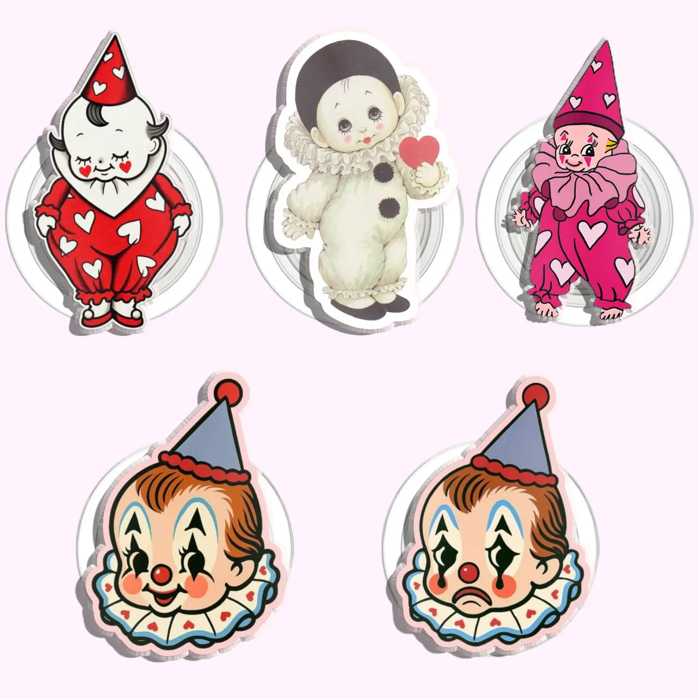 Kewpie Baby Clown Costume Magnetic Pop Socket Love Heart Baby Doll Kindle Grip Cute Adorable Lovely MagSafe Phone Grip Cute Love Phone Holder, Kawaii Gift for Phone or Kindle Lovers Magnetic Pop Socket Phone Grip Kindle Grip Popsocket Keychain