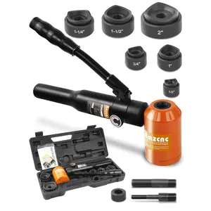 Hydraulic Knockout Hole Punch Driver Kit 1/2 to 2 inch Electrical Conduit Hole Cutter Set KO Tool Kit Metal Sheet Puncher, Punch Dies be Seconday Cutter (TPA-8 orange)