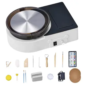 VEVOR Mini Pottery Wheel, TikTokShopBlackFriday, 6 inch Turntable, Forward and Reverse Rotation, Adjustable Speed, Electric Clay Wheel for Kids and Adults, with Clay Shaping Tools, for Home DIY, Pottery Classes, White