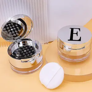 Portable Makeup Powder Storage Box with Mirror, Women's Cosmetic Loose Powder Organizer, Refillable Sifter, Travel Compact Container
