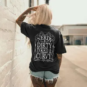 Vintage Nerdy Dirty Inked Graphic Tee | Retro Curvy Aesthetic T-Shirt | Heavyweight 100% Cotton Sassy Slogan Top | Trendy Alt Relaxed Fit Apparel | Soft Unique Mothers Day Gift | Chic Urban Streetwear | Daily Summer Outfit