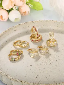 Women's Elegant Butterfly & Heart Design Hoop Earrings, Fashionable Exquisite Hoop Earrings, Trendy All-match Jewelry as Gift for Daily & Party Decor, Heart Shaped Earrings