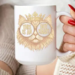 Dungeon Crawler Carl Mug, This Is An Outrage Mug, Princess Donut Cat Cup,LitRPG Sci Fi Reader Bookish Merch Coffee Cup,Audible Fan Gift Idea