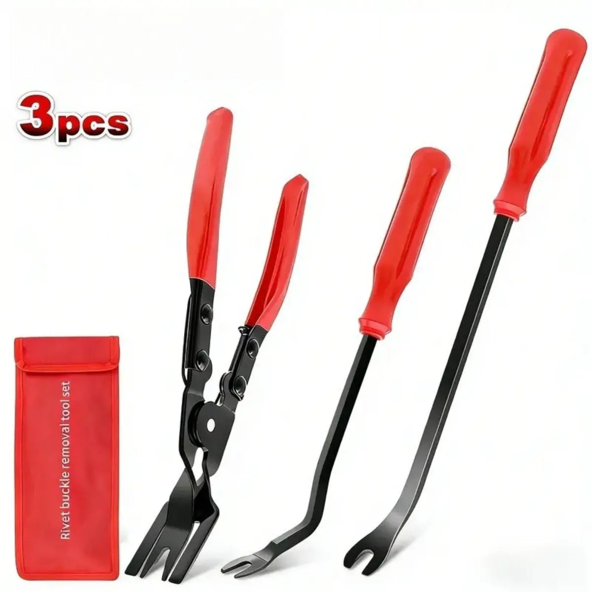 【Summer Survivals】3 Pcs Auto Clip Pliers Set & Fastener Remover | Car Trim Rivet Removal Pry Tool Repair Kit with Storage Bag | Automotive Door Panel & Interior Disassembly Tools Multi-Size