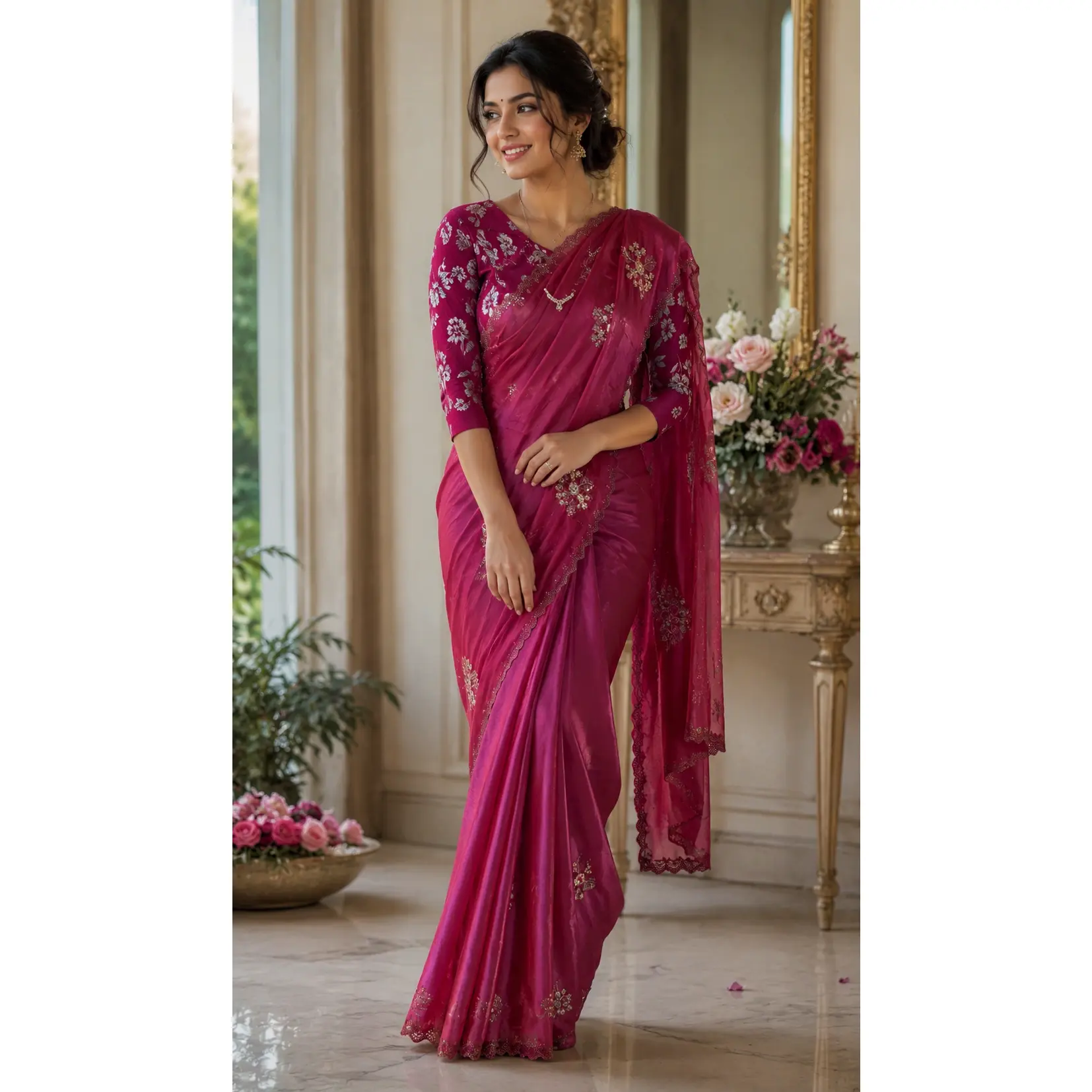 Fendy Silk Handwork Ready To Wear Saree