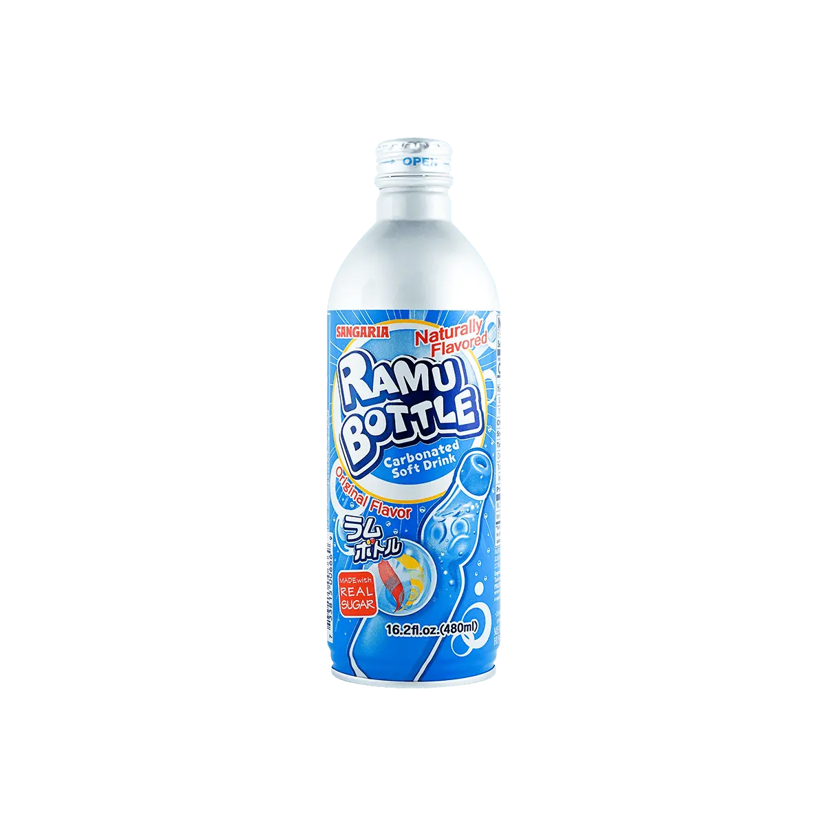 SANGARIA Japanese Ramune Soda Original Flavor 16.9 oz Aluminum Can