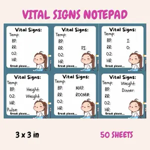 Vital Signs Notepad Memo Pads Notepad 50 sheets 3x3 inches For Student & Nurse - Buy 2 Get Pen & Pencil