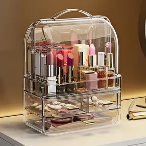 Luxury Drawer Dustproof Organizer Box, Makeup Lipstick Storage Case, Skincare Jewelry Rack, Plastic Material, Single Item，Acrylic Makeup Organizer，Portable Vanity Organizer，Luxury Transparent Makeup Storage，Lipstick Skincare Organizer