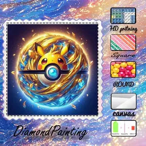 5D-DIY, high-end velvet canvas, diamond art, diamond painting, Poké Ball, electric mouse. AB diamonds, fairy dust diamonds, crystal diamonds, perfect home decor, handmade diamond art painting kit, special craft diamond art kit, Diamond Painting Kits