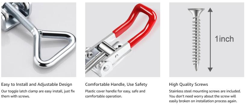 6 Pack Toggle Latch Clamp 4001, Adjustable Latch, Smoker Clamps Heavy Duty Latches, 330Lbs Holding Capacity Pull for Lid Jig, Tool Box Case (24PCS Screws) 6 Pack Toggle Latch Clamp 4001, Adjustable Latch, Smoker Clamps Heavy Duty Latches, 330Lbs Holding Capacity Pull for Lid Jig, Tool Box Case (24PCS Screws)