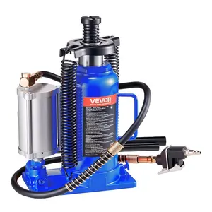VEVOR Air Hydraulic Bottle Jack, 20 Ton (44092 lbs) Capacity, 10.2 - 19.5 Inch Lifting Range, Pneumatic/Manual Heavy Duty Welded Bottle Jack with Pump for Car, SUV, Pickup, Truck, RV, Auto Repair, BlueVEVOR Super Brand Day