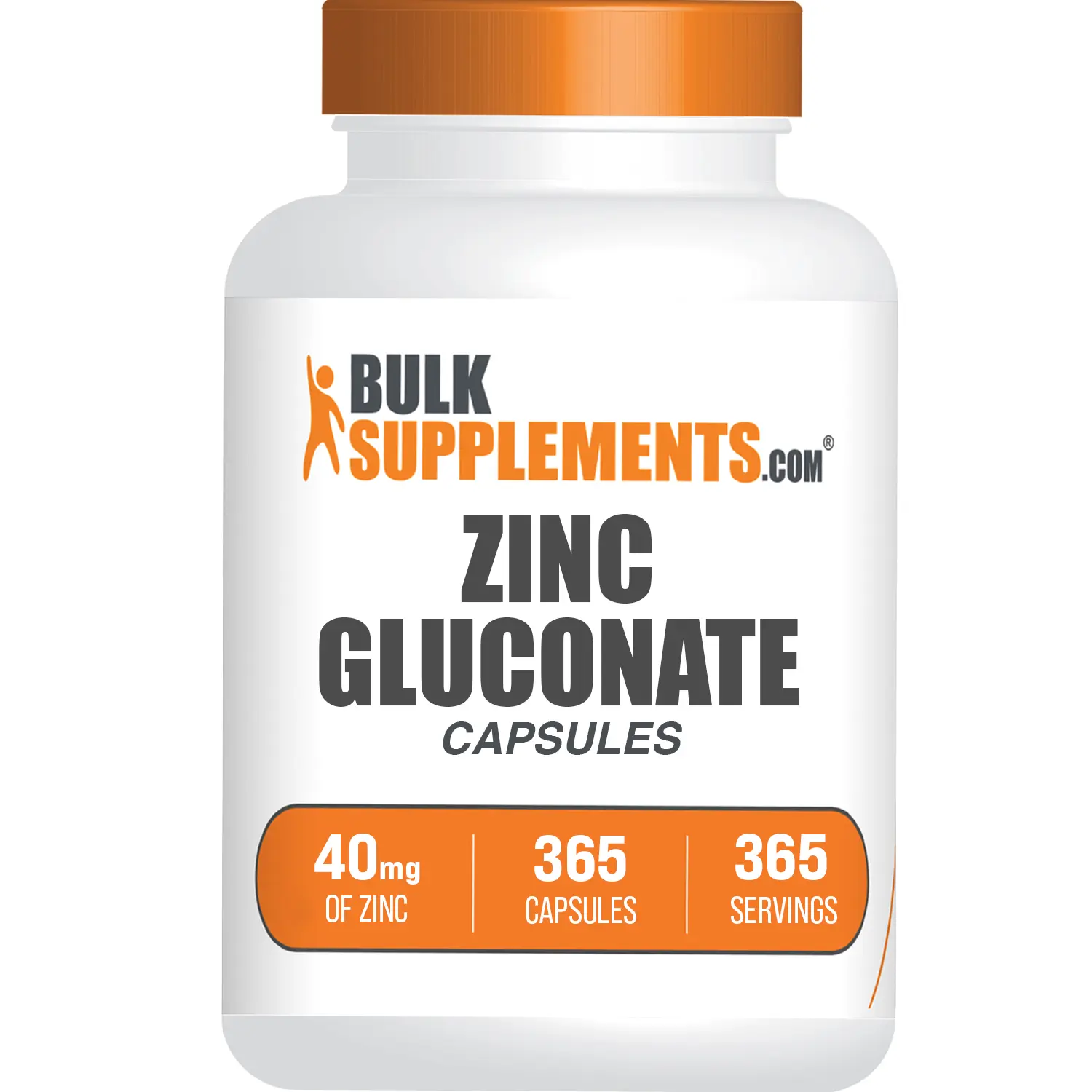 BulkSupplements Zinc Gluconate Capsules - Vitamin, Dietary Essential Minerals Nutrition Supplement - Immune Support, Eye Health - 365 Capsules - 40mg Zinc per Serving