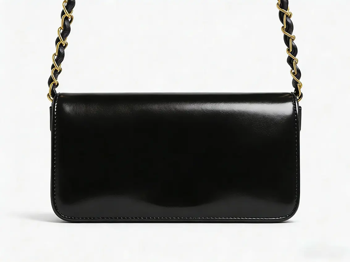Quilted Shoulder Bag For Women, Black Textured Faux Leather, Gold-Tone Chain Strap, Convertible Crossbody Purse With Card Slots, Ideal For Daily & Party Use