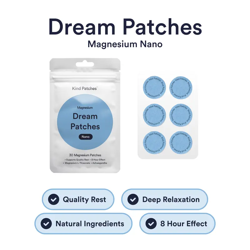 Kind Patches, Dream Patches, Support Quality Rest, 8 Hour Effect, Melatonin, Valerian Root, Magnesium L-Threonate, Ashwagandha, Nano