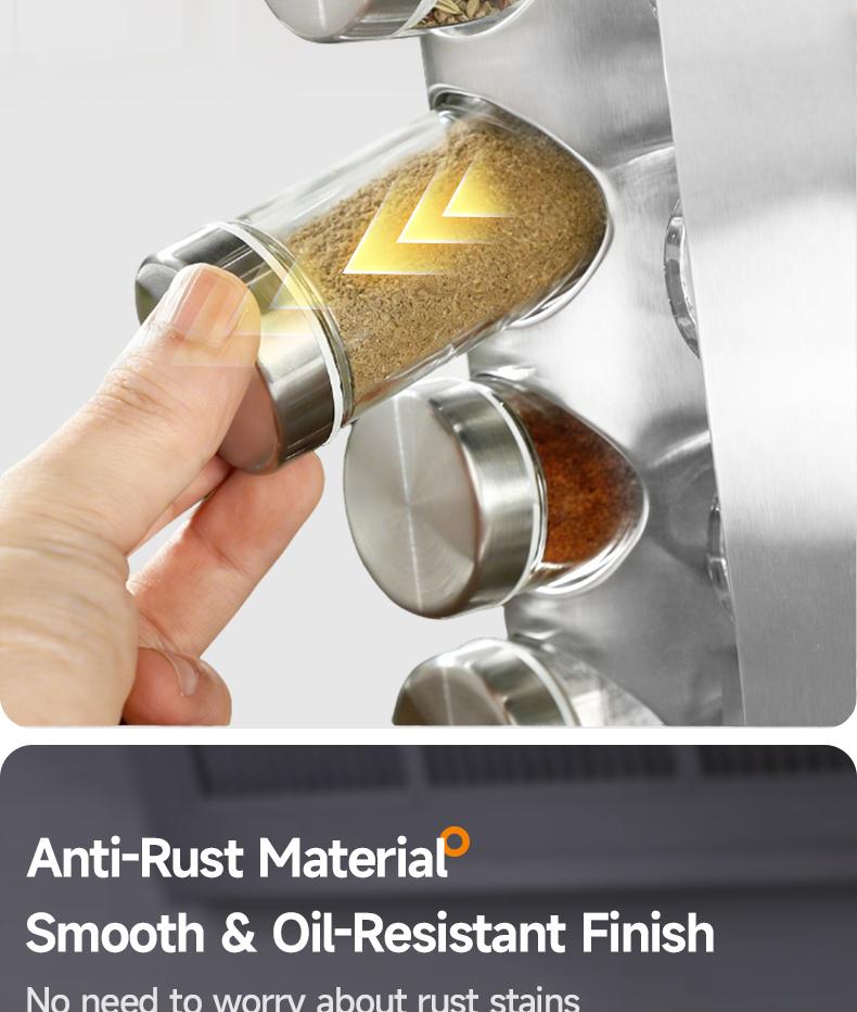 New multifunctional rotating kitchen spice rack & seasoning storage box set, 360° rotating design, stable basewhite cap