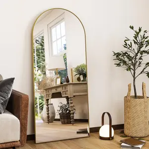 56"x21"Full Length Mirror Arch Floor Mirrors with Aluminum Alloy Frame Free-Standing Wall Mounted or Leaning Large Bedroom Dressing Mirror Modern & Contemporary Decor for Home,Gold