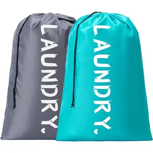 2 Pack XL Travel Laundry Bag, Machine Washable Dirty Clothes Organizer with Drawstring,Large Enough to Hold 4 Loads of Laundry, Easy Fit a Laundry Hamper or Basket Travel Essentials 24" x 36" Dimensions