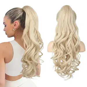 Claw Clip Ponytail Extension for Women 24 Inch Curly Wavy Ponytails Extensions Clip in Ponytail Hair Extensions Pony Tail Clip on Ponytails Hair  (Cool Blonde)