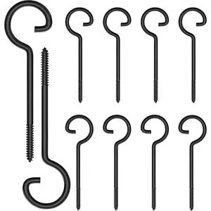 Screw Hooks 6in,Ceiling Hooks 10 count Screw-in Hooks,Christmas Lights and Curtain Hooks,Kitchen Hooks, Hanger Outdoor/Indoor Hooks, ZGY J01