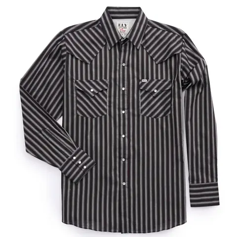 Men's Ely Cattleman Pro Long-Sleeve Striped Vented Cowboy Shirt - Casual Cotton Blend Cotton Clothing with Snap Closure, Fast-Drying Fabric, Easy Care, Sweat-Wicking, Breathable Mesh Panels, Pockets, All-Season American Traditional Menswear