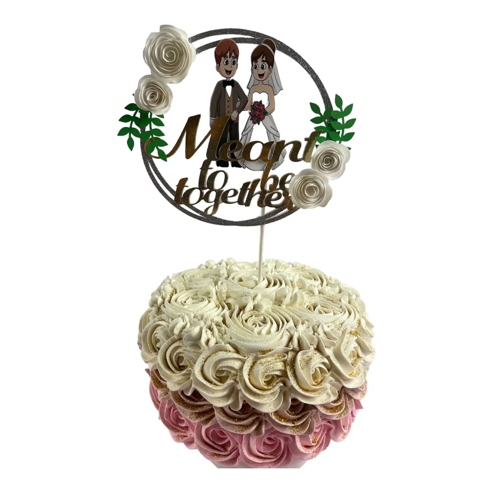 Creativity Shimmers Meant To Be Together, Wedding, Engagement, Anniversary Cake Topper Multilayered, Multicolored, Handmade, Reusable, Safe