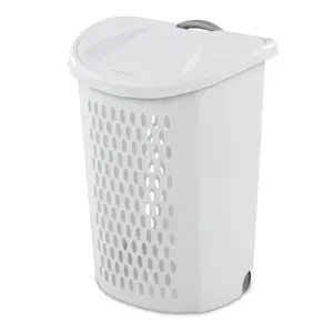 Ultra Wheeled Hamper Plastic Adult, White Laundry Organiser