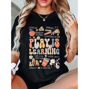 100% Cotton Play Is Learning Funny Preschool Kindergarten Teacher T-Shirt