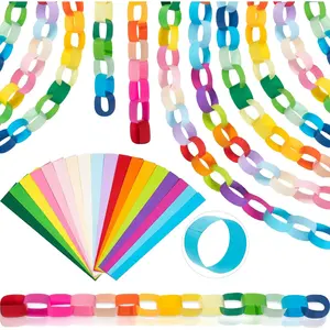 2000 Sheet Paper Chain Garland Strip 1.8/4.7x10 Inch, Construction DIY Craft Paper Chain for  Classroom Birthday Holiday Party Decor Supplies with Double Side Tape (1.77x9.84 Inch,Rainbow)