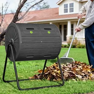 Premium Resin 43gal Dual-Chamber Outdoor Compost Bin for Gardeners, Rustproof, Durable Tumbler Design, High-Efficiency Composting, Smooth Operation