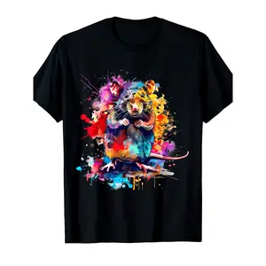 Men's Funny Rat Lover T-Shirt with Colorful Rat Portrait & Rodent Pet Design - Retro Casual Short Sleeve Tee, Comfortable Casual Attire for all-Season Casual Outfits, Machine Washable Graphic Shirt
