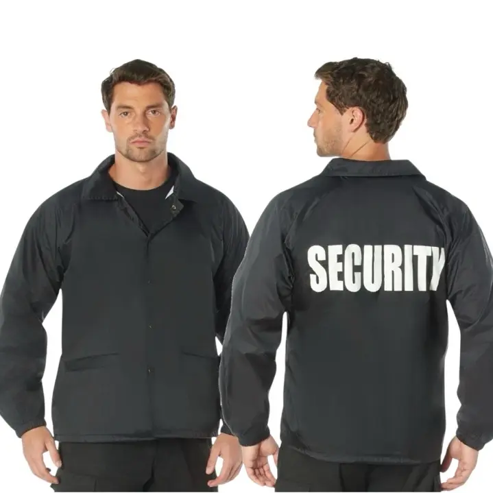 ROTHCO Men's Uniform Jacket, Coaches Style with Security Print for All Seasons, ISO Certified with Elastic Cuffs, Graphic, Athletic, Basics, Lightweight Quilted, Nylon, Cold Weather, Buttons, Fitted, Modest, Windproof, Menswear, Coats, Casual, Tops
