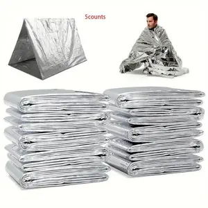 Emergency Blanket, 5/10/20pcs Double-sided Waterproof & Warm Sleeping Bag, Camping & Hiking & Outdoor Rescue Gear, Outdoor Mylar Blanket Portable Retractable Camping Toilet with Tent