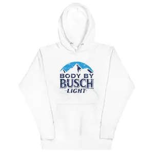 Body By Busch Light Hoodie, Mountain Design, Perfect for Beer Lovers, Fun & Casual Style, Ideal for Busch Fans