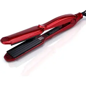 Ceramic Crimper Iron for Fluffy Hairstyle Curling Iron, Corrugation Crimper Hair Irons, Anti Static Ceramic Hair Crimping Iron Adjust Temperature (Red)