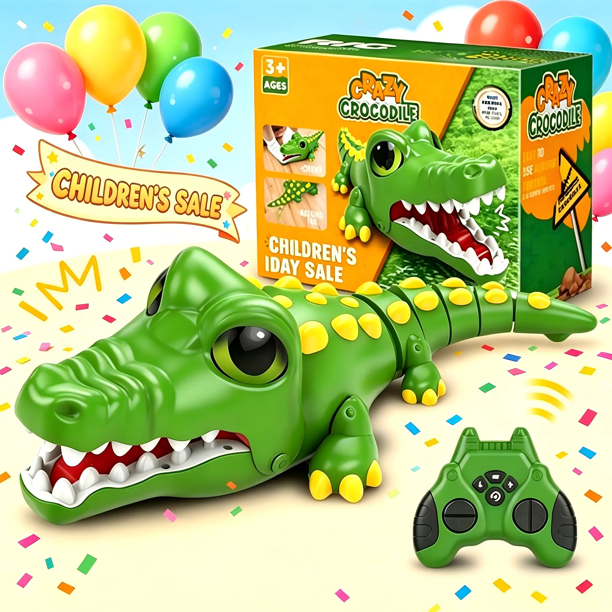 2.4GHz Rechargeable Remote Control Crocodile Robot Toy - Automatic Biting, Roaring Sounds, Unisex Prank Toy for Kids, Christmas/Parties/Halloween Gift for Pranks