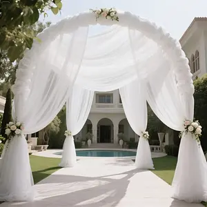 1pcs 26.2 * 5.77ft/800 * 176cm elegant white chiffon, suitable for wedding decoration, party photography background, banquet scenery, etc