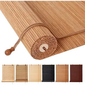 Easy to Install Bamboo Blinds, Custom Sizes Roller Roll Up Shades for Indoor Windows, Suitable for Indoor and Outdoor Patio