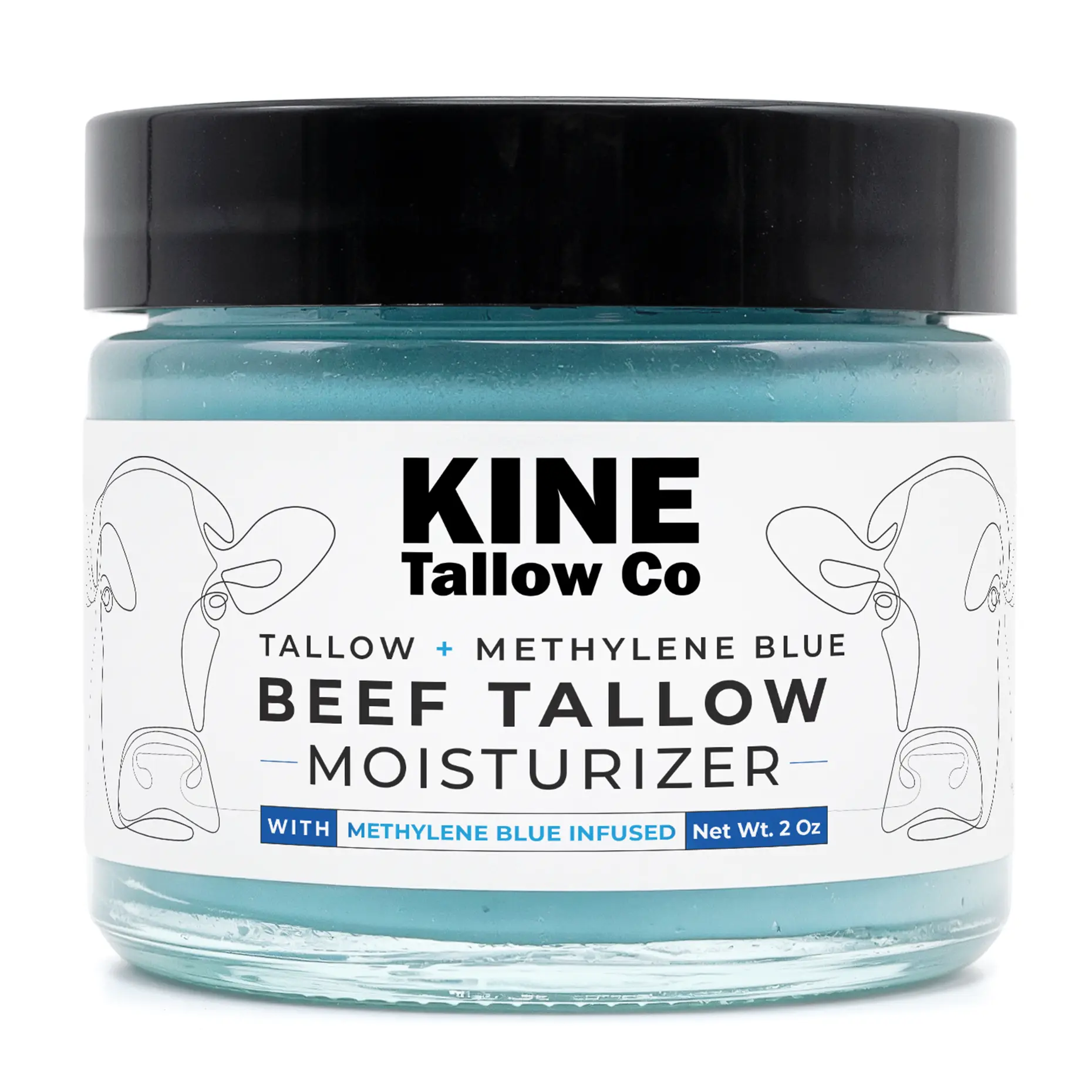 Kine Tallow moisturizer with methylene blue face cream for dry sensitive skin lightweight non greasy daily moisturizer grass fed beef tallow skincare barrier support hydration glow minimalist routine 2 oz