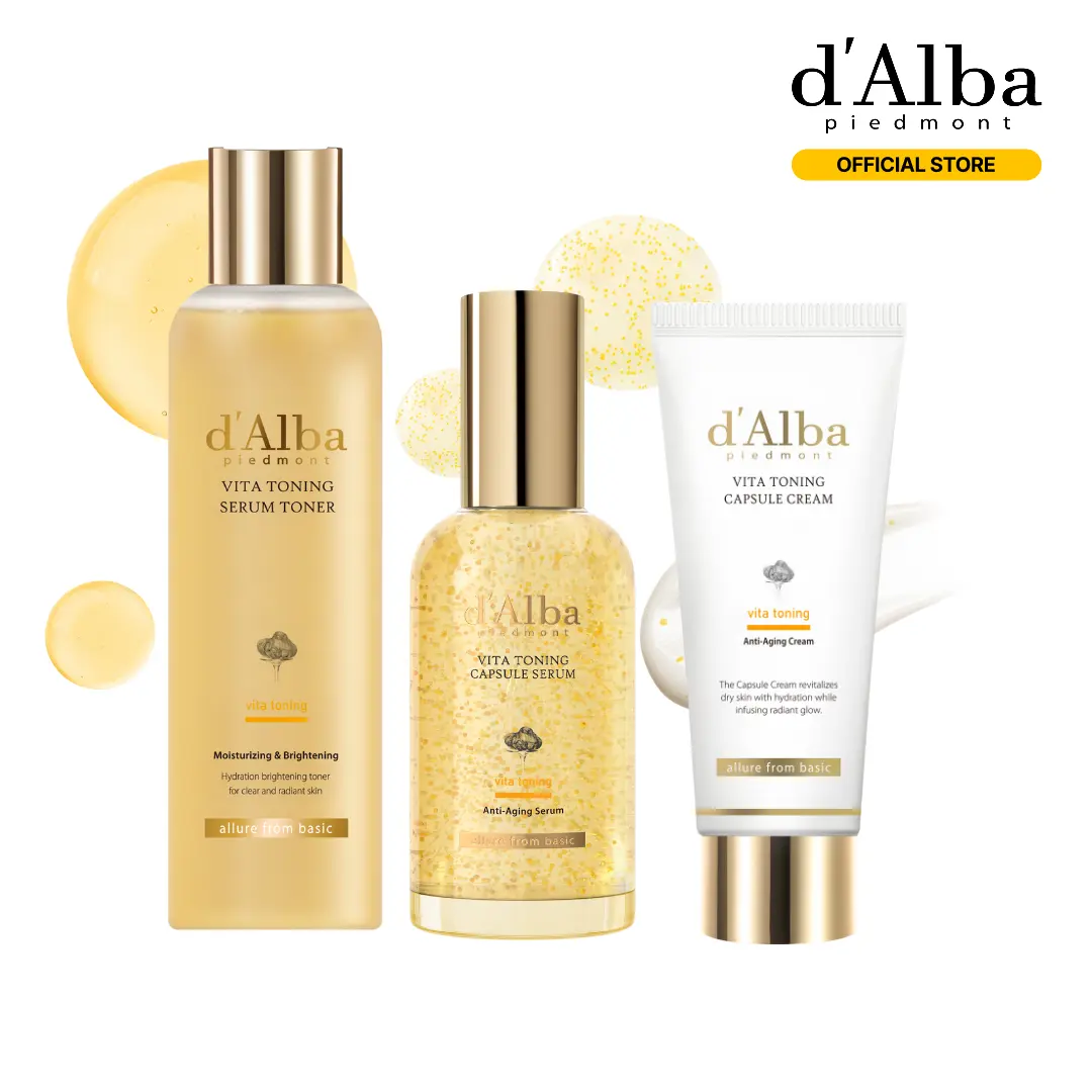 [OFFICIAL d'Alba] [Set] Vita Toning Serum Toner (6.09 oz) + Vita Toning Capsule Serum (3.38 fl oz) + Vita Toning Capsule Cream Tube (1.94 oz)