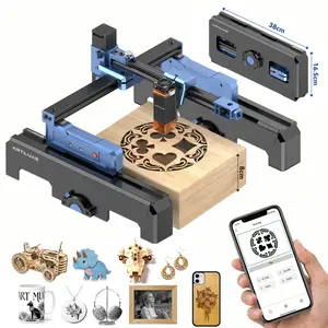 Artilume T1-P Laser Engraver, 3s Setup, APP Control, Foldable Design with 8cm Height Extension, Portable Laser Cutter for Beginners, 200×150mm Area
