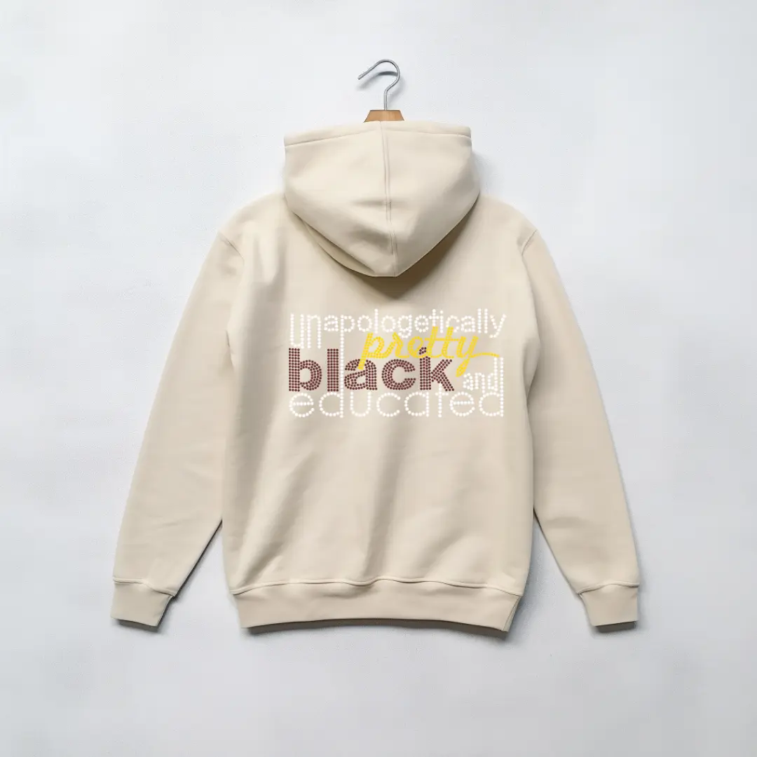 Unapologetically Pretty Black & Educated Rhinestone Transfer