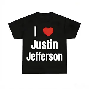 Game Day Apparel Cotton TShirt I Heart Justin Jefferson for Fans with Graphic Design
